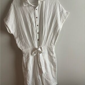 Paintcolors White Collared jumpsuit